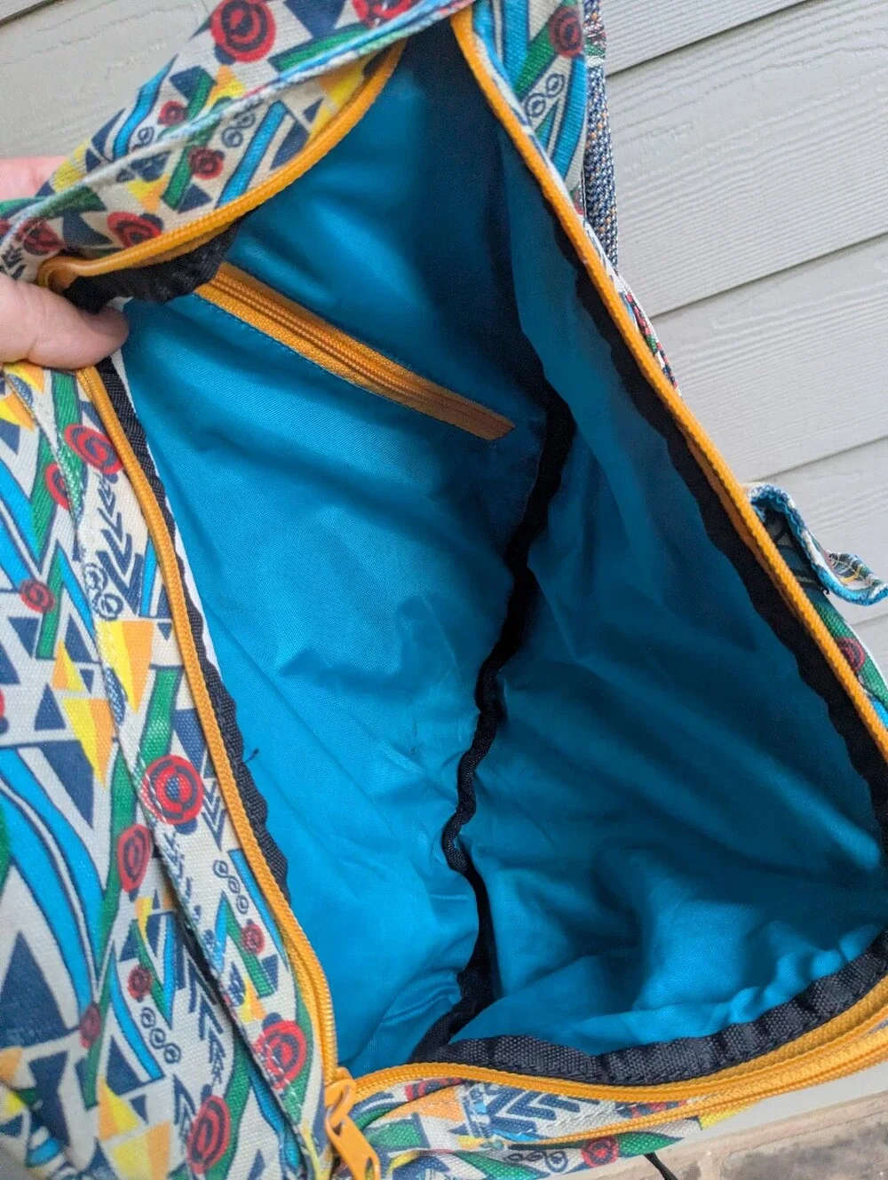 Kavu Blue Geometric Pattern  Sling Canvas Bag